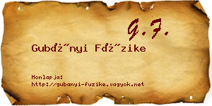 Gubányi Füzike névjegykártya
